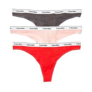 Calvin Klein Womens  3Pk Modern Logo Thong, Grey